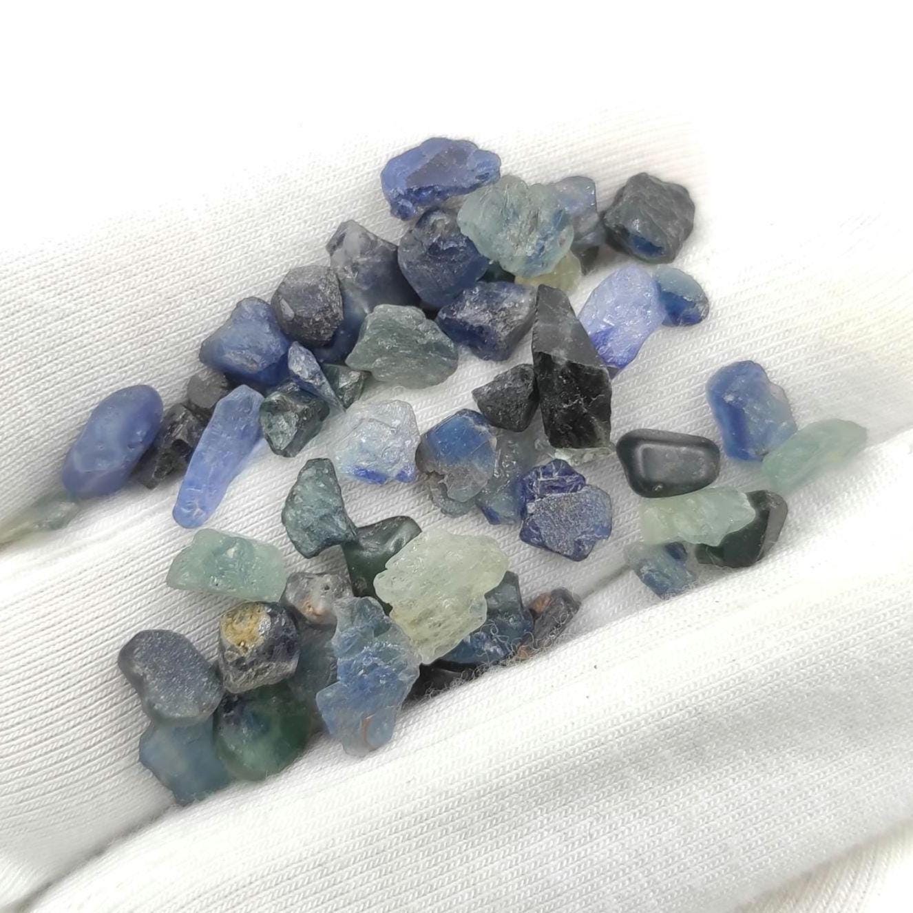 33ct (54pc) Lot of Rough Sapphires from Madagascar - Blue and Green Sapphire Gravel - Heated Sapphire Rough - Loose Rough Gemstones