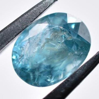 4.25ct Blue Zircon from Cambodia - Oval Cut Light Blue Zircon - Heated Zircon Gemstone - Loose Gems - Oval Faceted Zircon