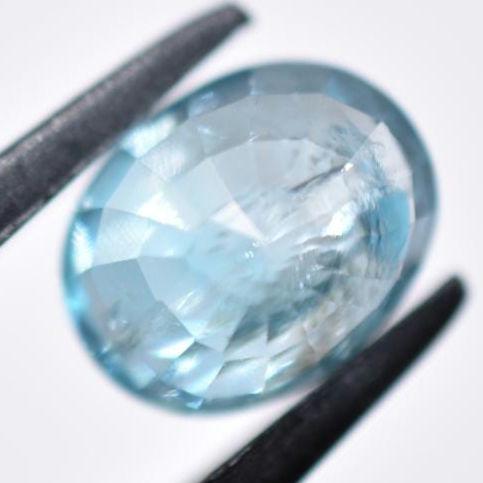 3.85ct Blue Zircon from Cambodia - Oval Cut Light Blue Zircon - Heated Zircon Gemstone - Loose Gems - Oval Faceted Zircon