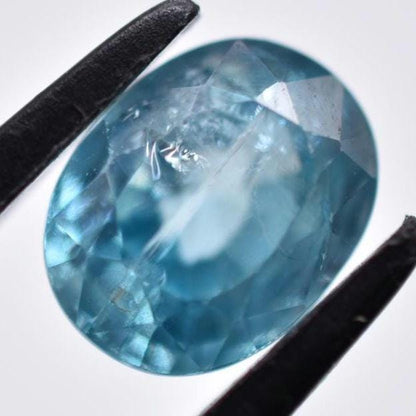 3.85ct Blue Zircon from Cambodia - Oval Cut Light Blue Zircon - Heated Zircon Gemstone - Loose Gems - Oval Faceted Zircon