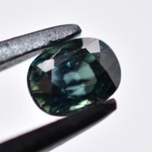 1.21ct SI Heated Blue Green Sapphire - Oval Faceted Sapphire from Madagascar - Oval Cut Greenish Teal Sapphire - Heat Treated Loose Gemstone