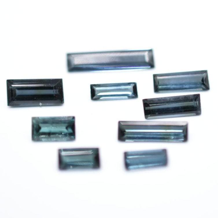 4.15ct (9pcs) Lot of Blue Indicolite Tourmaline from Mozambique - Baguette Cut Indicolite Tourmaline - Unheated Tourmaline Gemstones