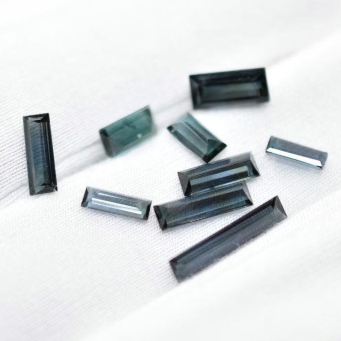 4.15ct (9pcs) Lot of Blue Indicolite Tourmaline from Mozambique - Baguette Cut Indicolite Tourmaline - Unheated Tourmaline Gemstones