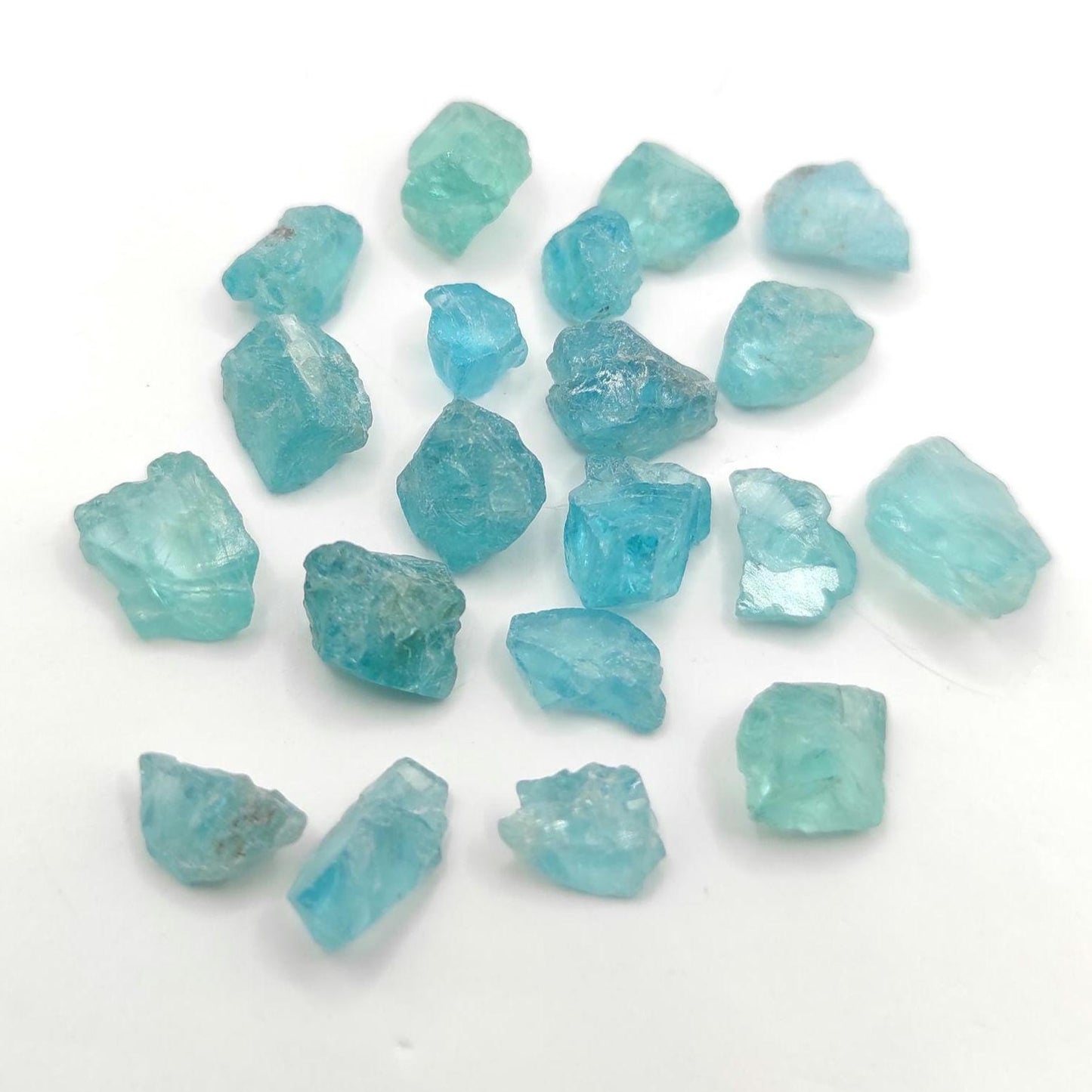 35ct (20pc) Lot of Rough Neon Blue Apatite from Madagascar - Facet Rough Apatite - Loose Rough Gemstones - Heat Treated Raw Apatite