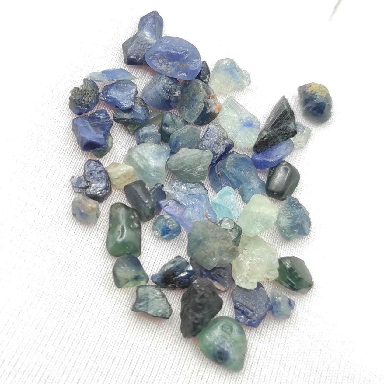 33ct (54pc) Lot of Rough Sapphires from Madagascar - Blue and Green Sapphire Gravel - Heated Sapphire Rough - Loose Rough Gemstones