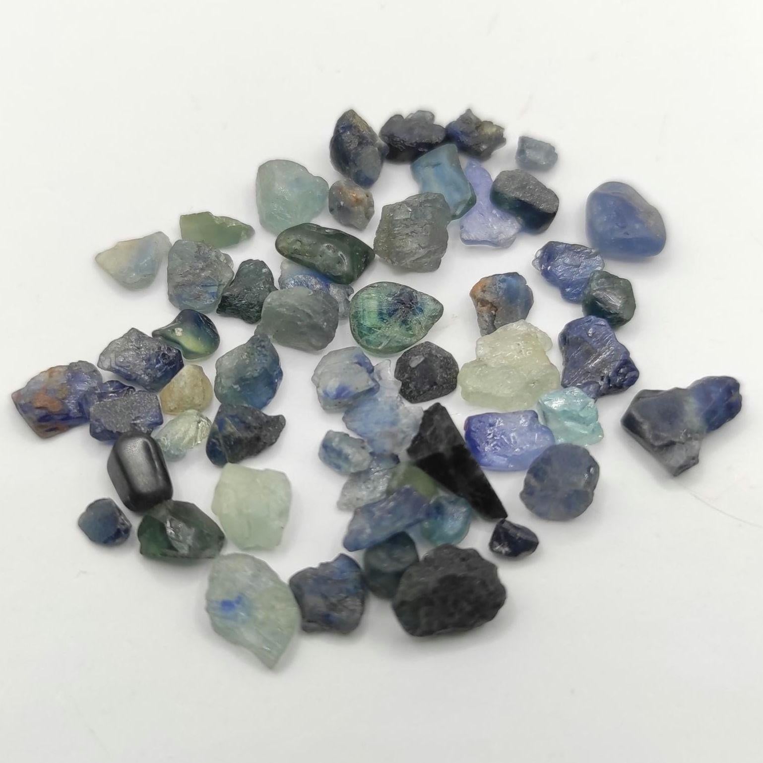 33ct (54pc) Lot of Rough Sapphires from Madagascar - Blue and Green Sapphire Gravel - Heated Sapphire Rough - Loose Rough Gemstones