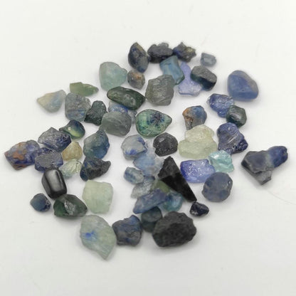 33ct (54pc) Lot of Rough Sapphires from Madagascar - Blue and Green Sapphire Gravel - Heated Sapphire Rough - Loose Rough Gemstones