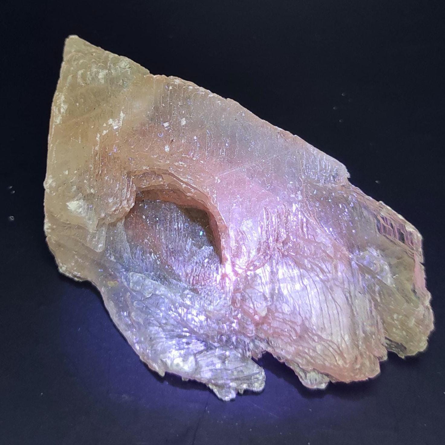 71g Rare UV Fishtail Selenite - "Nova Scotia Flaming Selenite" - Natural Gypsum Selenite from Hants County, Nova Scotia - Selenite Crystal