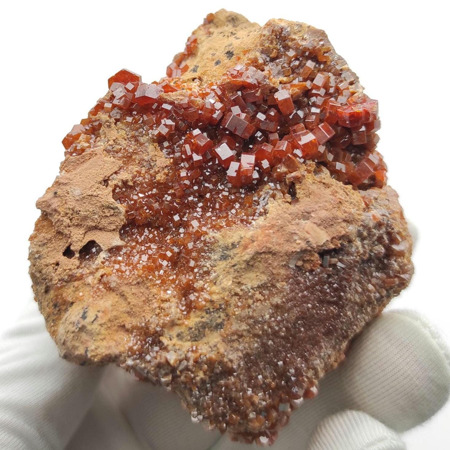 253g Vanadinite on Matrix - Red Vanadinite Crystals - High Quality Vanadinite - Collectors Grade Mineral Specimen - Mibladen, Morocco