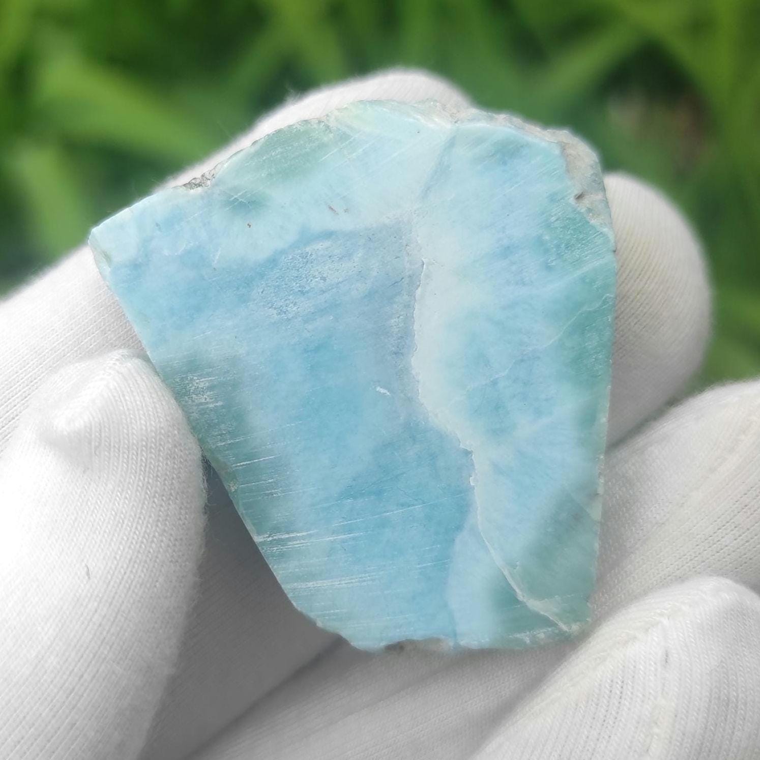 27g Larimar Slice - Rough Larimar Slab - Natural Blue Larimar Stone - Rough Larimar Crystal - Larimar for Lapidary - Raw Larimar Gemstone