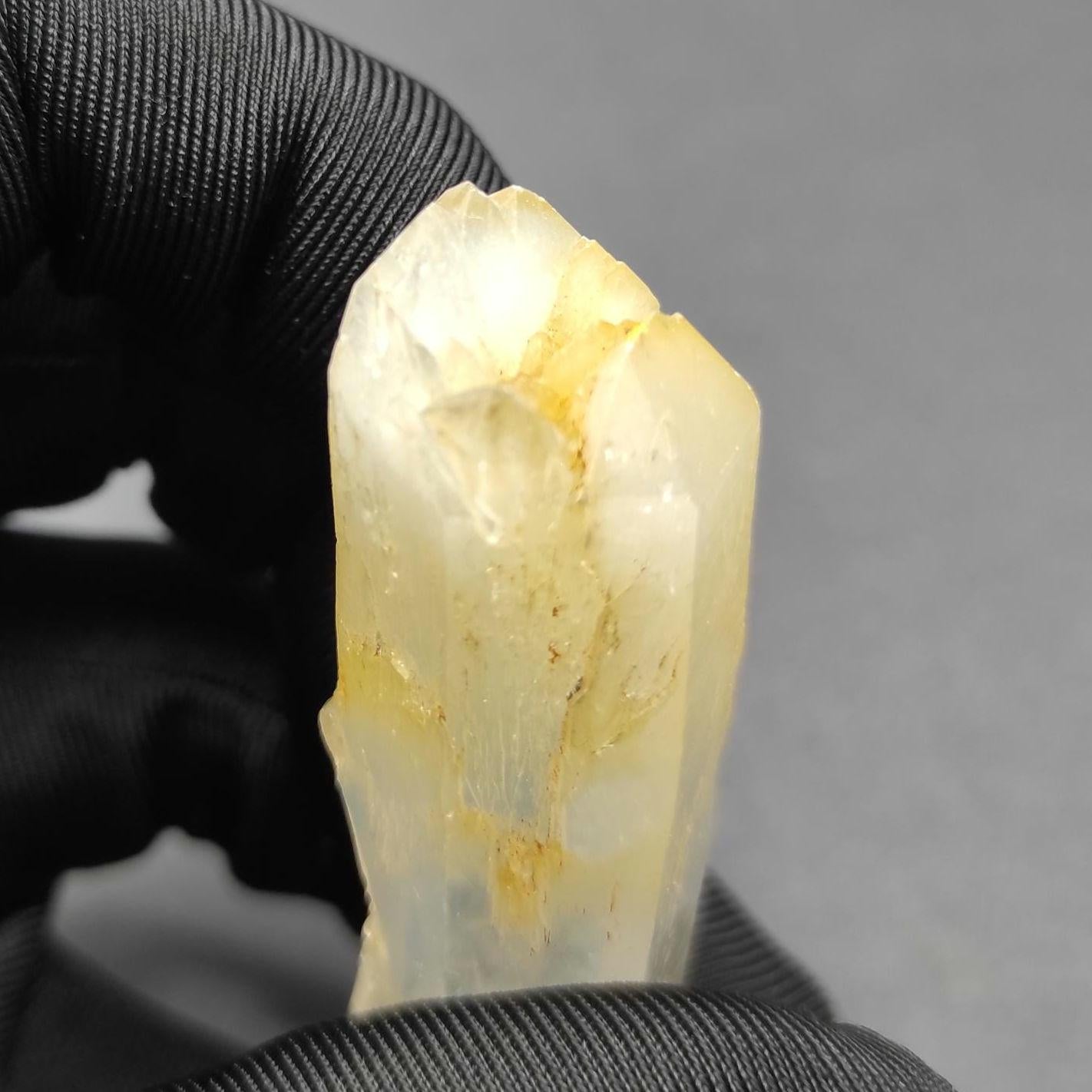 47g Rare Mango Quartz Point - Halloysite Included Quartz Crystal - Corona Mine, Cabiche, Boyaca, Colombia - Rare Specimen - Yellow Quartz