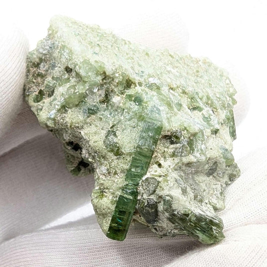 33g Green Tourmaline on Matrix - Natural Green Tourmaline Mineral Specimen - Paprok, Afghanistan - Rough Green Tourmaline Crystal