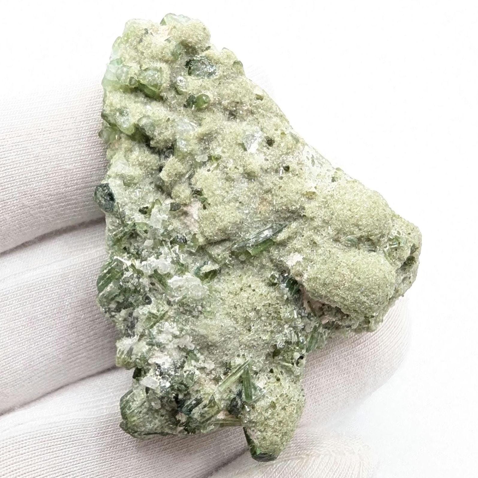 33g Green Tourmaline on Matrix - Natural Green Tourmaline Mineral Specimen - Paprok, Afghanistan - Rough Green Tourmaline Crystal