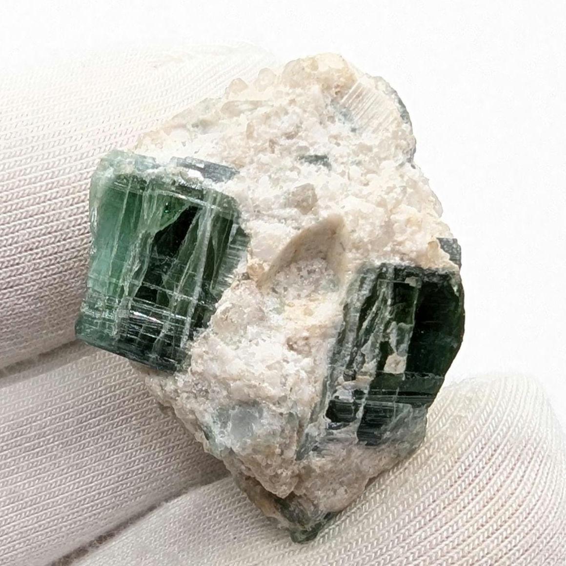12g Green Tourmaline on Matrix - Natural Green Tourmaline Mineral Specimen - Paprok, Afghanistan - Rough Green Tourmaline Crystal