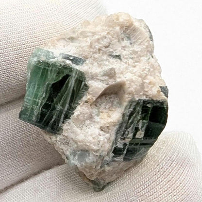 12g Green Tourmaline on Matrix - Natural Green Tourmaline Mineral Specimen - Paprok, Afghanistan - Rough Green Tourmaline Crystal