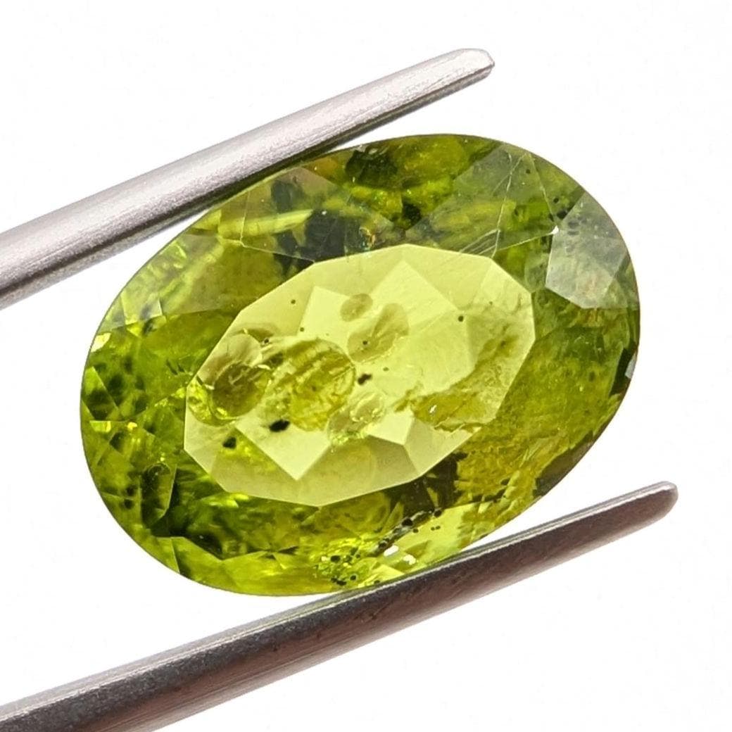 6.75ct Natural Peridot Gemstone - Oval Faceted Fancy Cut Peridot - Jilin Province, China - Natural Green Peridot with Inclusions - Loose Gem