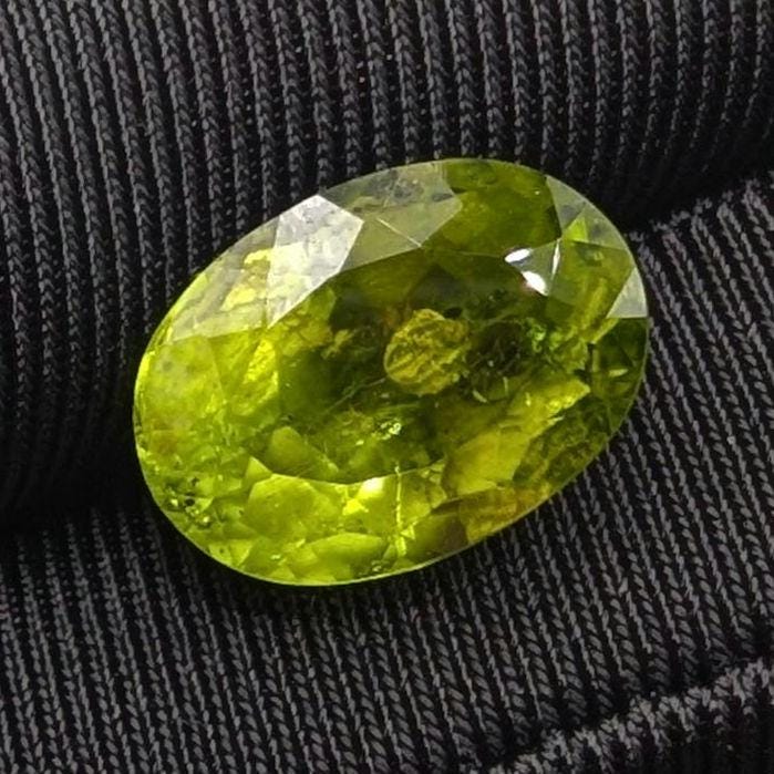 6.75ct Natural Peridot Gemstone - Oval Faceted Fancy Cut Peridot - Jilin Province, China - Natural Green Peridot with Inclusions - Loose Gem