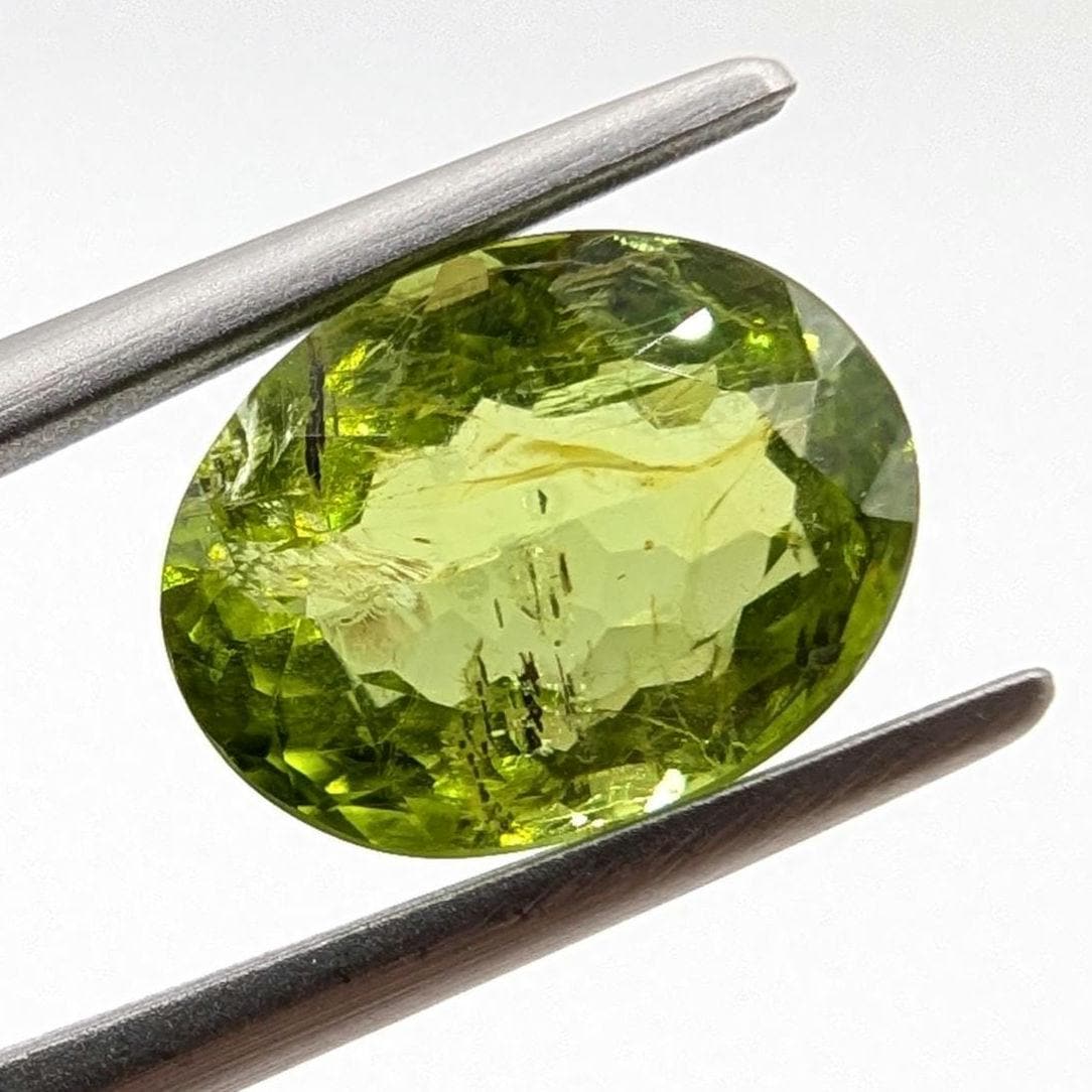 3.75ct Natural Peridot Gemstone - Oval Faceted Fancy Cut Peridot - Jilin Province, China - Natural Green Peridot with Inclusions - Loose Gem