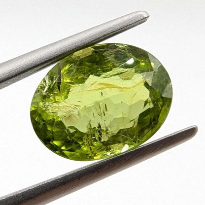 3.75ct Natural Peridot Gemstone - Oval Faceted Fancy Cut Peridot - Jilin Province, China - Natural Green Peridot with Inclusions - Loose Gem