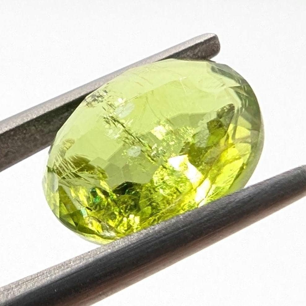 3.75ct Natural Peridot Gemstone - Oval Faceted Fancy Cut Peridot - Jilin Province, China - Natural Green Peridot with Inclusions - Loose Gem