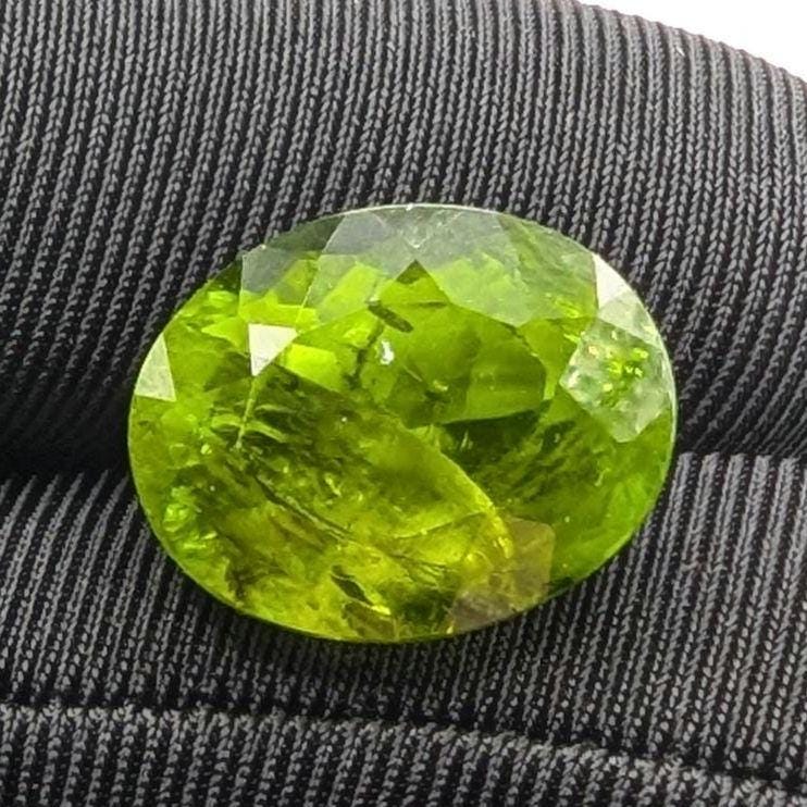 18.55ct Natural Peridot Gemstone - Oval Faceted Fancy Cut Peridot - Jilin Province, China - Natural Green Peridot with Inclusions Loose Gem