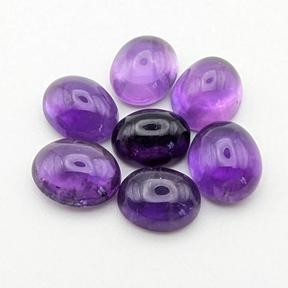 23ct (7pcs) Lot of Amethyst Cabochons - 10x8mm Cabochons - Natural Purple Amethyst Cabochons from Brazil - Untreated Amethyst Loose Gems
