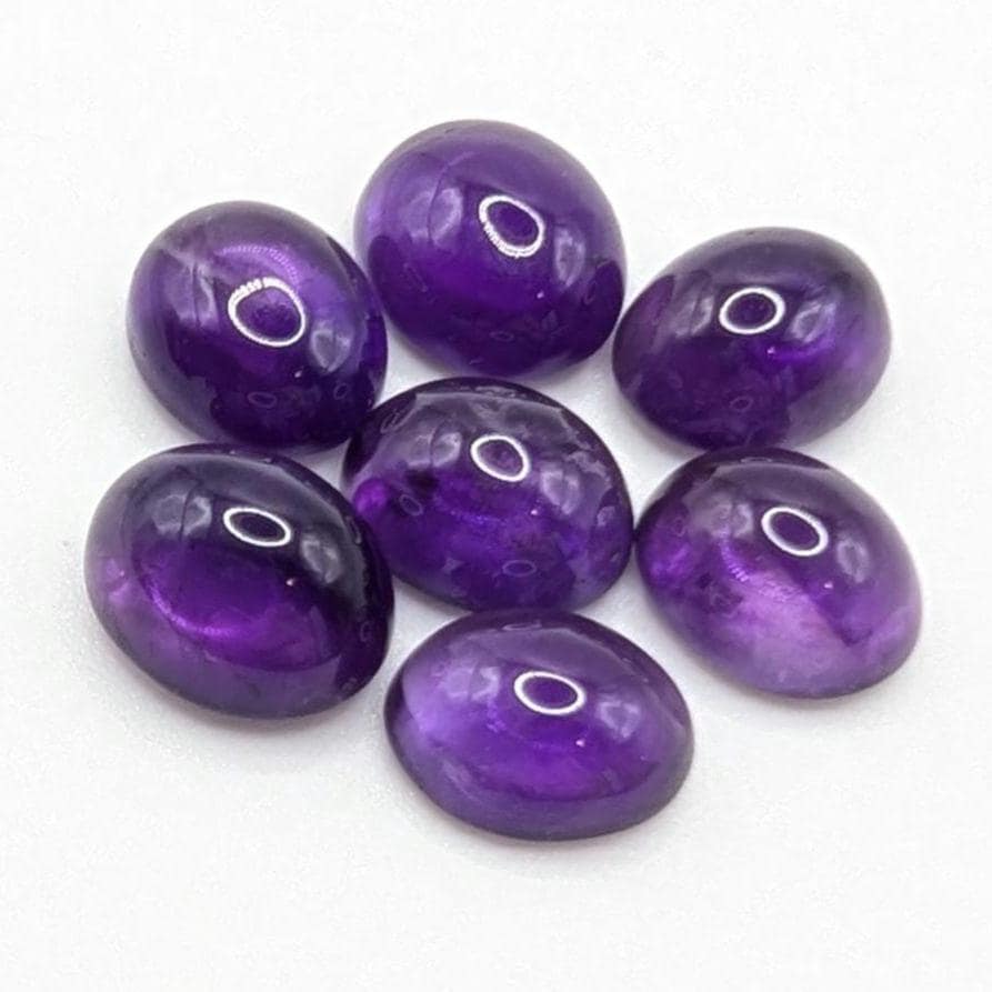 30ct (7pcs) Lot of Amethyst Cabochons - 11x9mm Cabochons - Natural Purple Amethyst Cabochons from Brazil - Untreated Amethyst Loose Gems