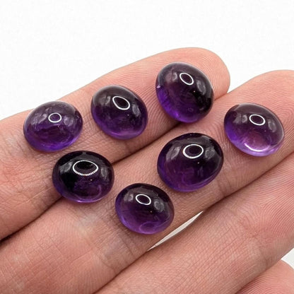30ct (7pcs) Lot of Amethyst Cabochons - 11x9mm Cabochons - Natural Purple Amethyst Cabochons from Brazil - Untreated Amethyst Loose Gems