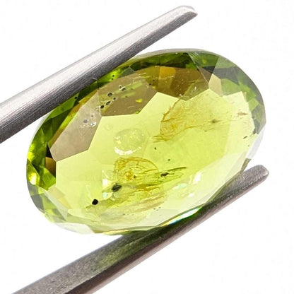 6.75ct Natural Peridot Gemstone - Oval Faceted Fancy Cut Peridot - Jilin Province, China - Natural Green Peridot with Inclusions - Loose Gem