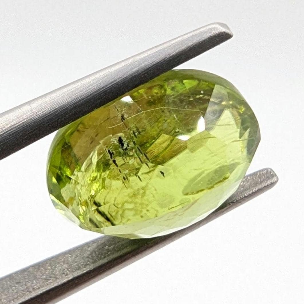 3.75ct Natural Peridot Gemstone - Oval Faceted Fancy Cut Peridot - Jilin Province, China - Natural Green Peridot with Inclusions - Loose Gem