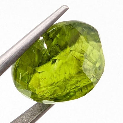 18.55ct Natural Peridot Gemstone - Oval Faceted Fancy Cut Peridot - Jilin Province, China - Natural Green Peridot with Inclusions Loose Gem