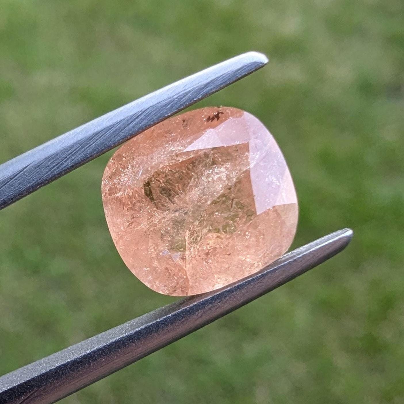 3.28ct Hessonite Garnet from Quebec, Canada - Cushion Fancy Cut Hessonite Grossular Garnet - Unique Gems - Natural Orange Garnet Gemstone