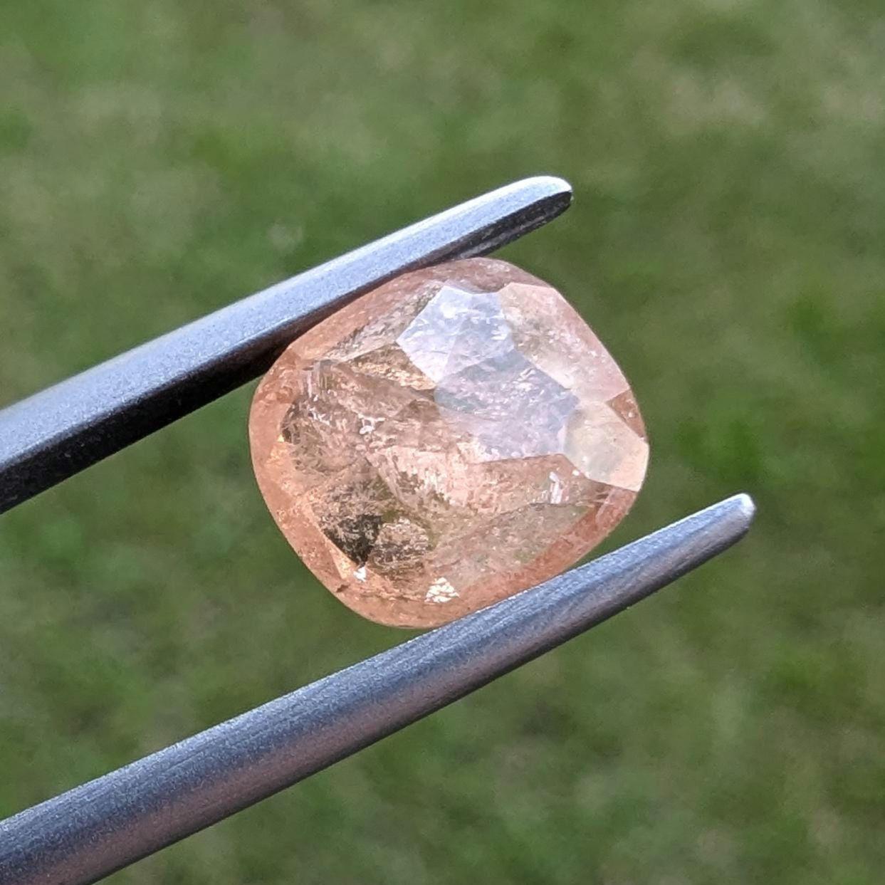 3.28ct Hessonite Garnet from Quebec, Canada - Cushion Fancy Cut Hessonite Grossular Garnet - Unique Gems - Natural Orange Garnet Gemstone