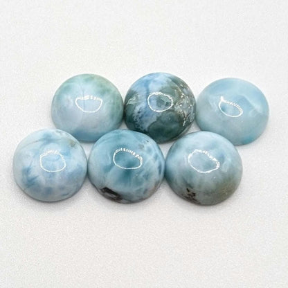42ct (6pcs) Lot of Larimar Cabochons - 12mm Round Cabochons - Natural Blue Larimar Cabochons from Barahona, Dominican Republic - Loose Gems
