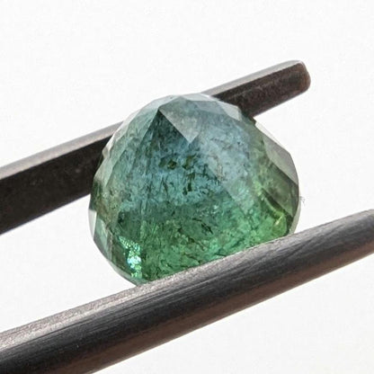 2.02ct Bicolor Indicolite & Green Tourmaline Faceted Gemstone - 7mm Round Step Cut Tourmaline - Loose Faceted Tourmaline from Afghanistan