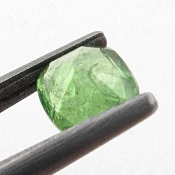 0.89ct Green Tsavorite Garnet Faceted Gemstone - Cushion Fancy Cut Grossular Garnet - Loose Faceted Tsavorite from Tanzania - Unheated Gems