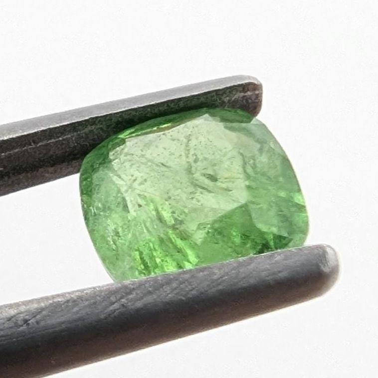0.89ct Green Tsavorite Garnet Faceted Gemstone - Cushion Fancy Cut Grossular Garnet - Loose Faceted Tsavorite from Tanzania - Unheated Gems