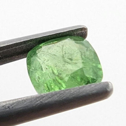 0.89ct Green Tsavorite Garnet Faceted Gemstone - Cushion Fancy Cut Grossular Garnet - Loose Faceted Tsavorite from Tanzania - Unheated Gems