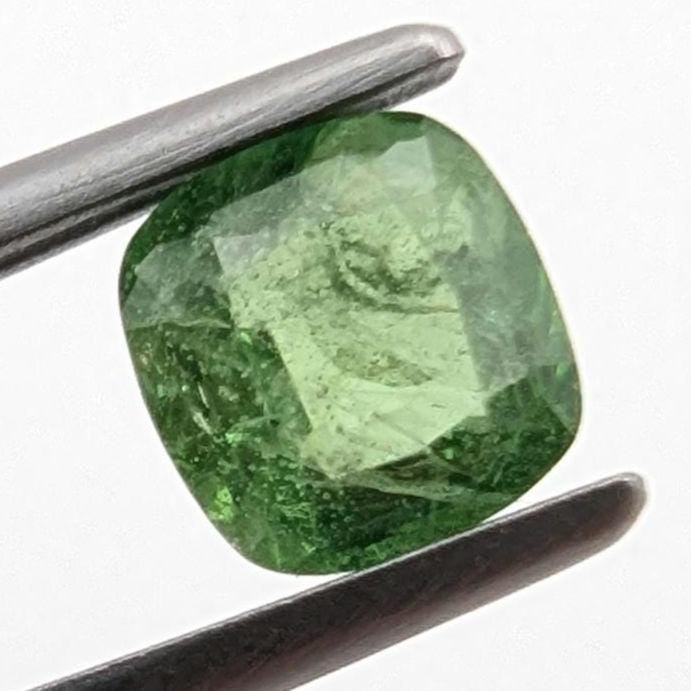 0.89ct Green Tsavorite Garnet Faceted Gemstone - Cushion Fancy Cut Grossular Garnet - Loose Faceted Tsavorite from Tanzania - Unheated Gems