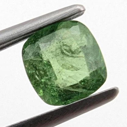 0.89ct Green Tsavorite Garnet Faceted Gemstone - Cushion Fancy Cut Grossular Garnet - Loose Faceted Tsavorite from Tanzania - Unheated Gems