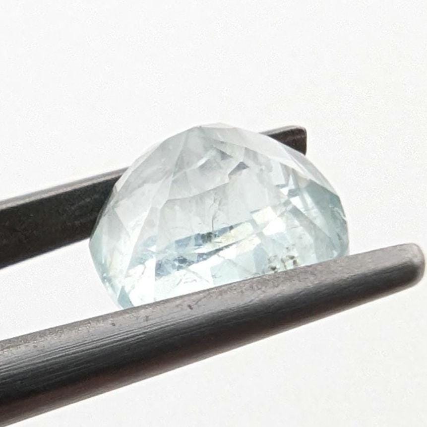 2.52ct Light Blue Aquamarine Faceted Gemstone - Cushion Cut Aquamarine - Pale Blue Aquamarine - Loose Faceted Aquamarine from Nigeria