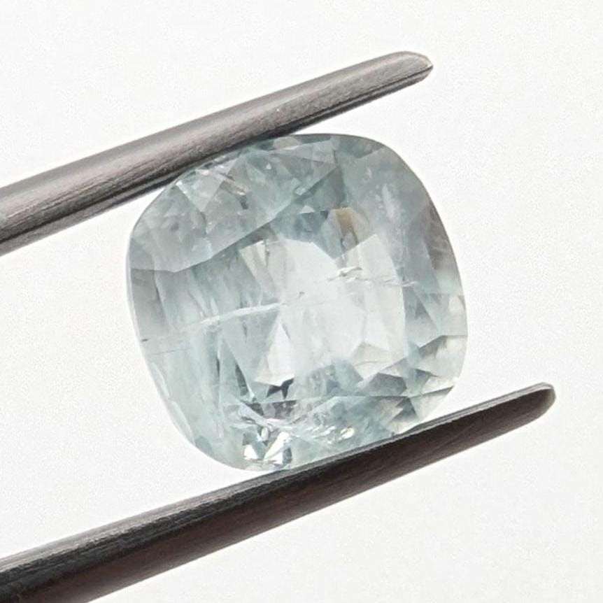 2.52ct Light Blue Aquamarine Faceted Gemstone - Cushion Cut Aquamarine - Pale Blue Aquamarine - Loose Faceted Aquamarine from Nigeria