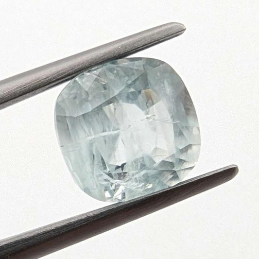 2.52ct Light Blue Aquamarine Faceted Gemstone - Cushion Cut Aquamarine - Pale Blue Aquamarine - Loose Faceted Aquamarine from Nigeria