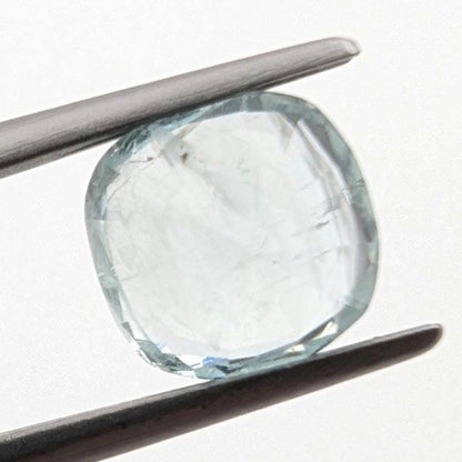 2.52ct Light Blue Aquamarine Faceted Gemstone - Cushion Cut Aquamarine - Pale Blue Aquamarine - Loose Faceted Aquamarine from Nigeria