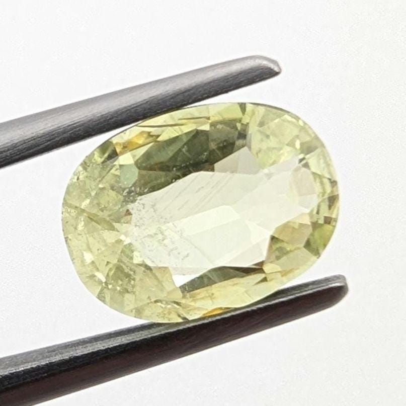 1.36ct Natural Chrysoberyl Faceted Gemstone - Oval Fancy Cut Chrysoberyl - Yellow Chrysoberyl - Loose Faceted Chrysoberyl from Nigeria