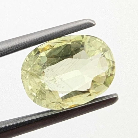 1.36ct Natural Chrysoberyl Faceted Gemstone - Oval Fancy Cut Chrysoberyl - Yellow Chrysoberyl - Loose Faceted Chrysoberyl from Nigeria
