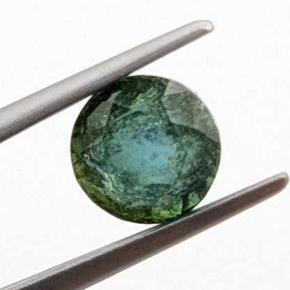 2.02ct Bicolor Indicolite & Green Tourmaline Faceted Gemstone - 7mm Round Step Cut Tourmaline - Loose Faceted Tourmaline from Afghanistan