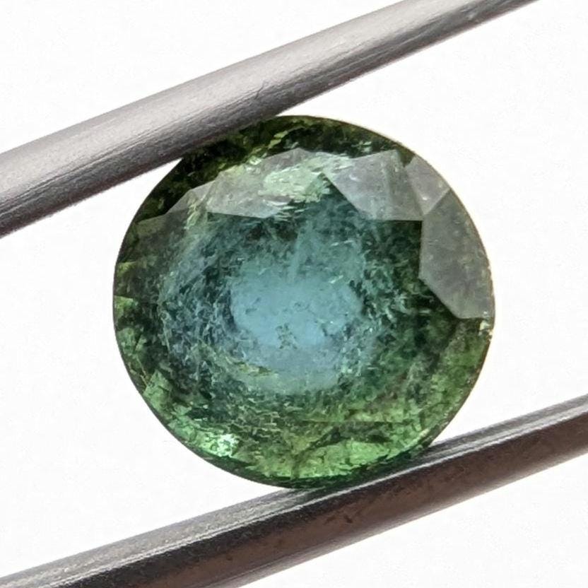 2.02ct Bicolor Indicolite & Green Tourmaline Faceted Gemstone - 7mm Round Step Cut Tourmaline - Loose Faceted Tourmaline from Afghanistan