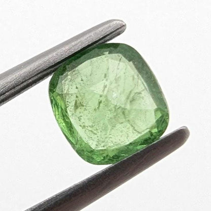 0.89ct Green Tsavorite Garnet Faceted Gemstone - Cushion Fancy Cut Grossular Garnet - Loose Faceted Tsavorite from Tanzania - Unheated Gems