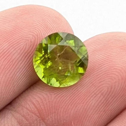 3.30ct Natural Peridot Gemstone - Round Faceted Fancy Peridot - Jilin Province, China - Natural Green Peridot with Inclusions - Loose Gem